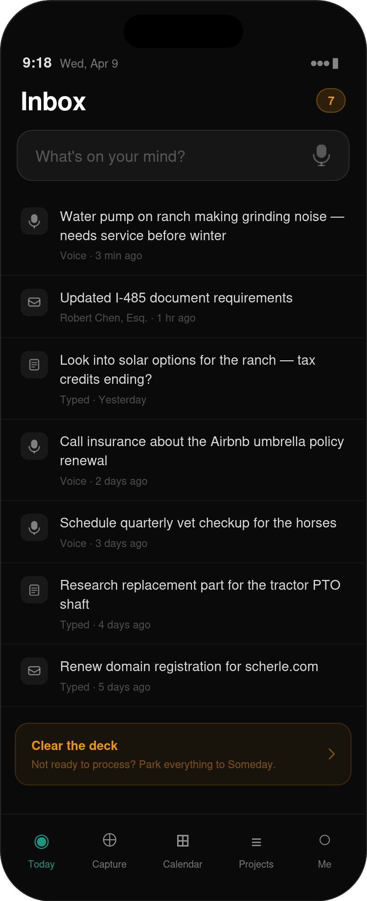 The ATEND Inbox List screen